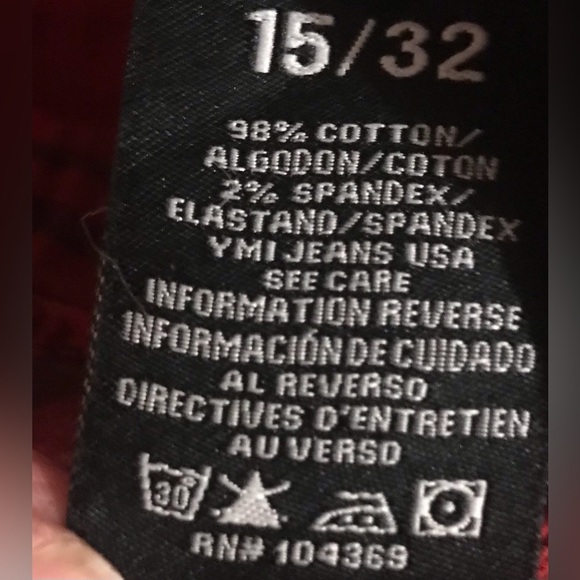 YMI Plaid Red and Black Straight Leg Stretch Jeans Size 15/32. - Picture 4 of 5